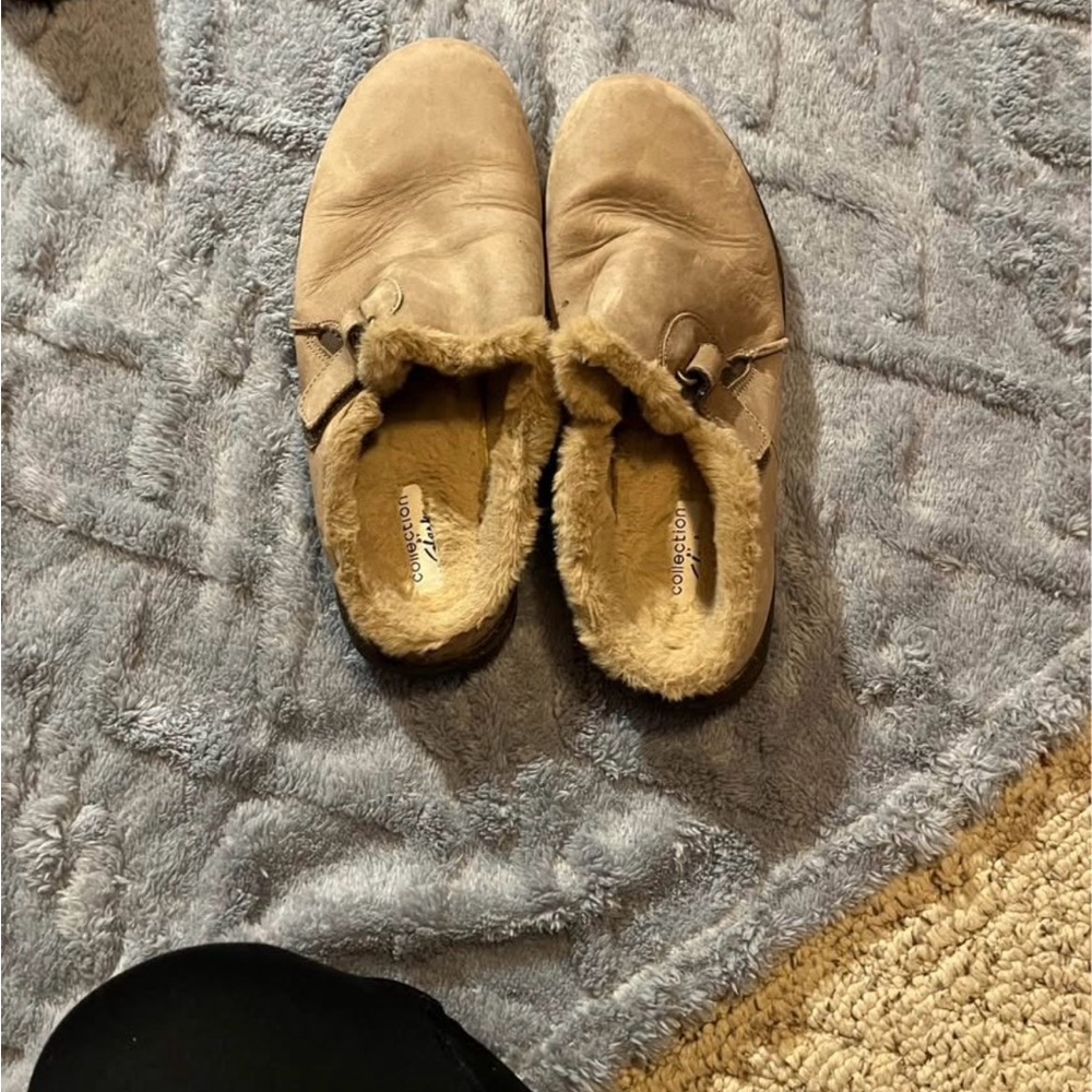 Clarks Beige Suede Slip-On Shoes